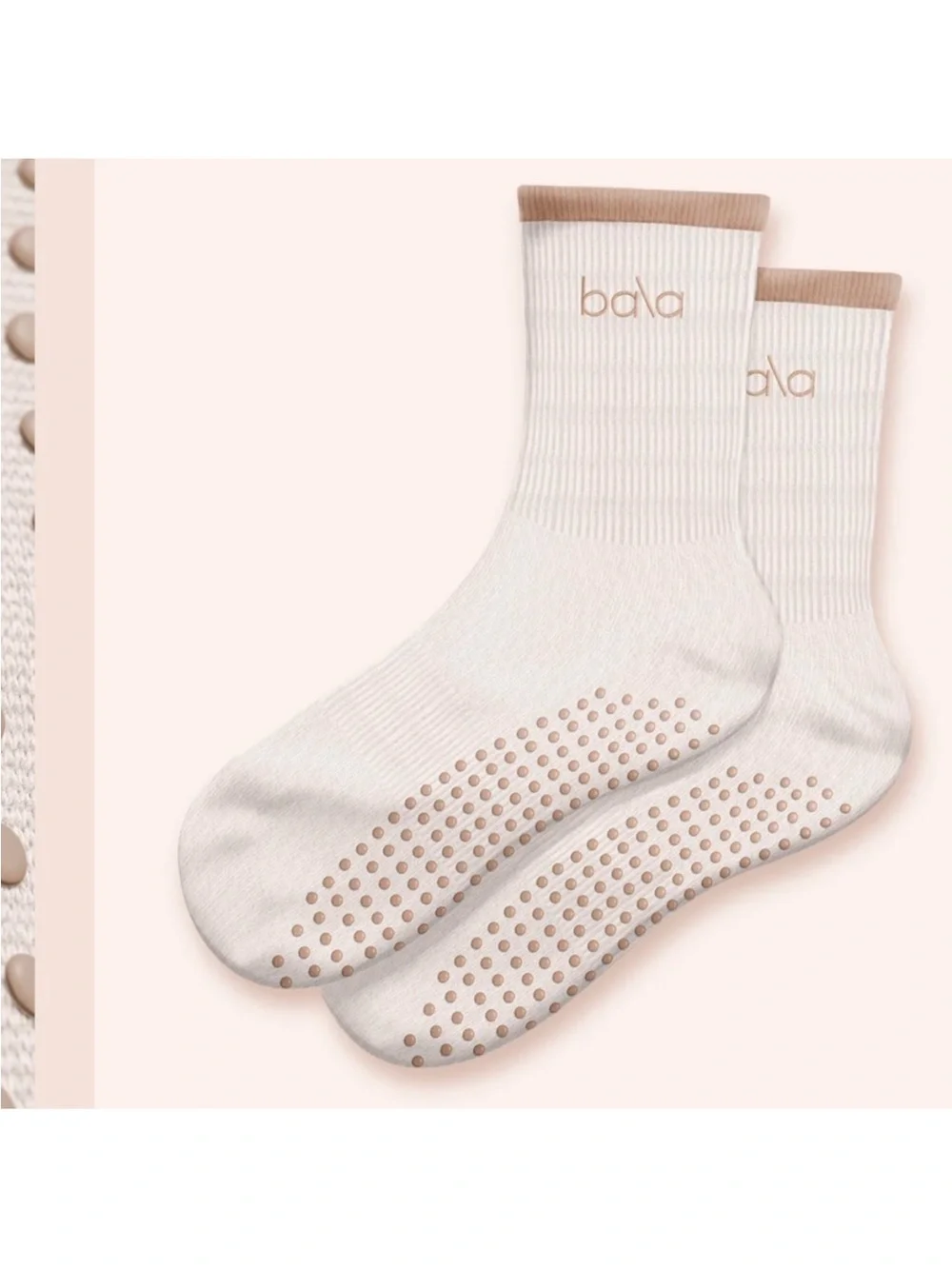 NWT Bala The High Sock in Sand Size Large - Pilates, Barre, Yoga Grip Socks